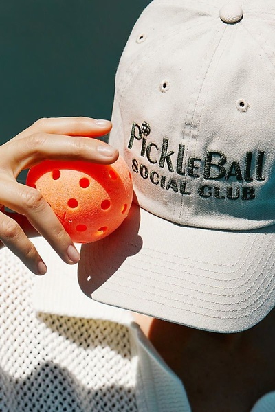 pickleball, pickleball ball, pickleball hat, athletic hat, sport cap, brand awareness, lifestyle, fresh, calm, neutral, orange